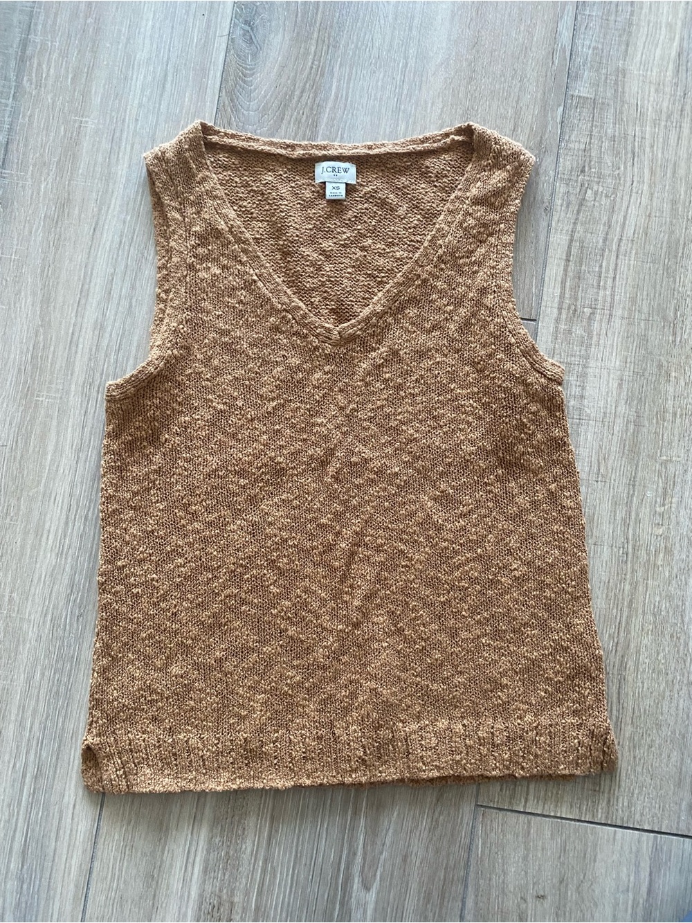 J. Crew XS Camel Knit V-Neck Sweater Vest